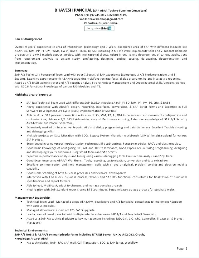 sap basis resume 2 years experience