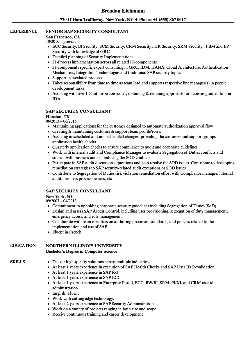 Sap Security Consultant Resume Samples Sap Security Consultant Resume Samples Velvet Jobs