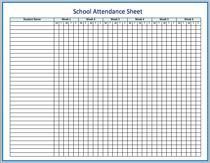 school attendance sheet