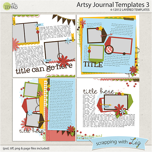 Scrapbook Journaling Templates Digital Scrapbook Template Artsy Journal 3 Scrapping