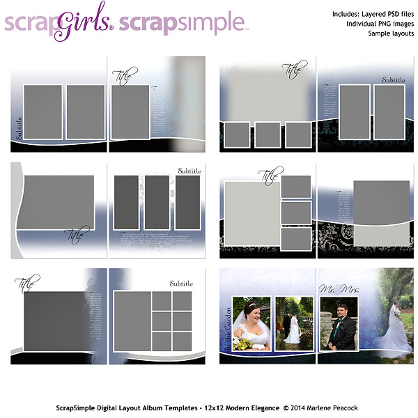scrapsimple digital layout album templates modern elegance