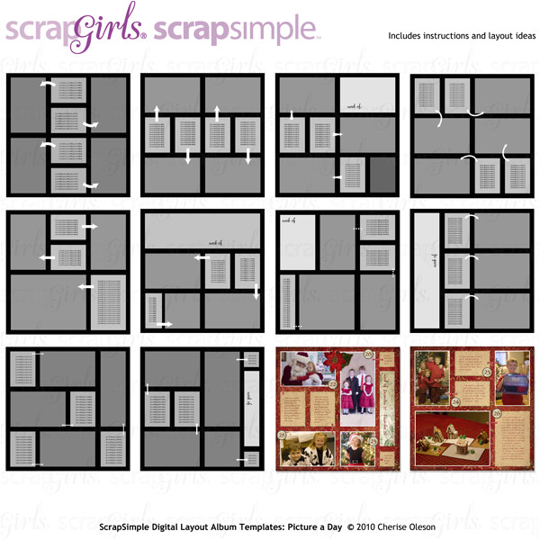 Scrapbook Layout Templates 12×12 Scrapsimple Digital Layout Album Templates Picture A Day