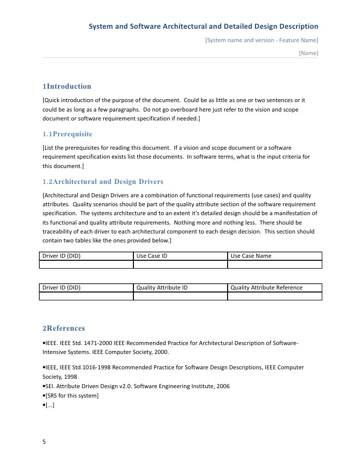 sdd template ieee software architectural and detailed design description template