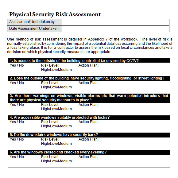 security risk assessment template