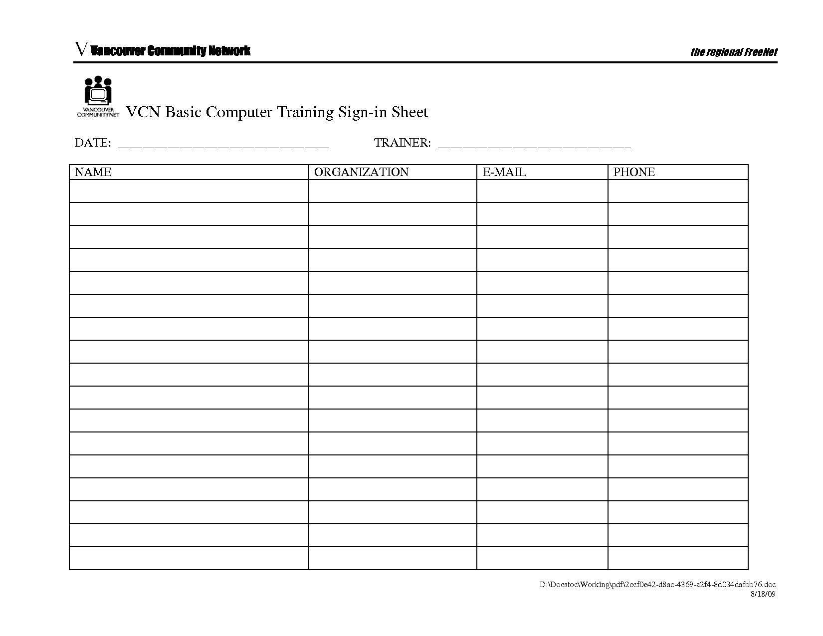 post class sign up sheet template 45325