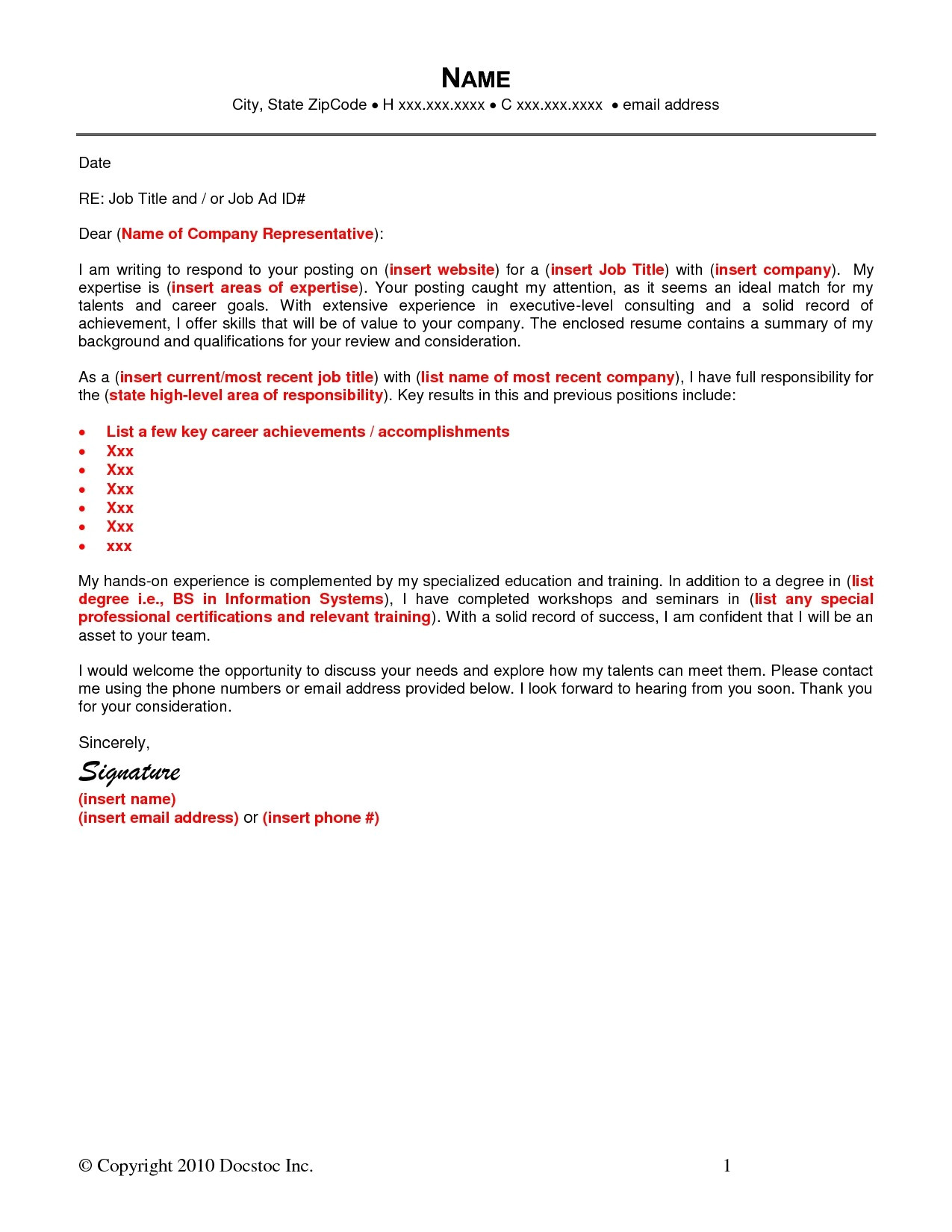 resume cover letter via email sample