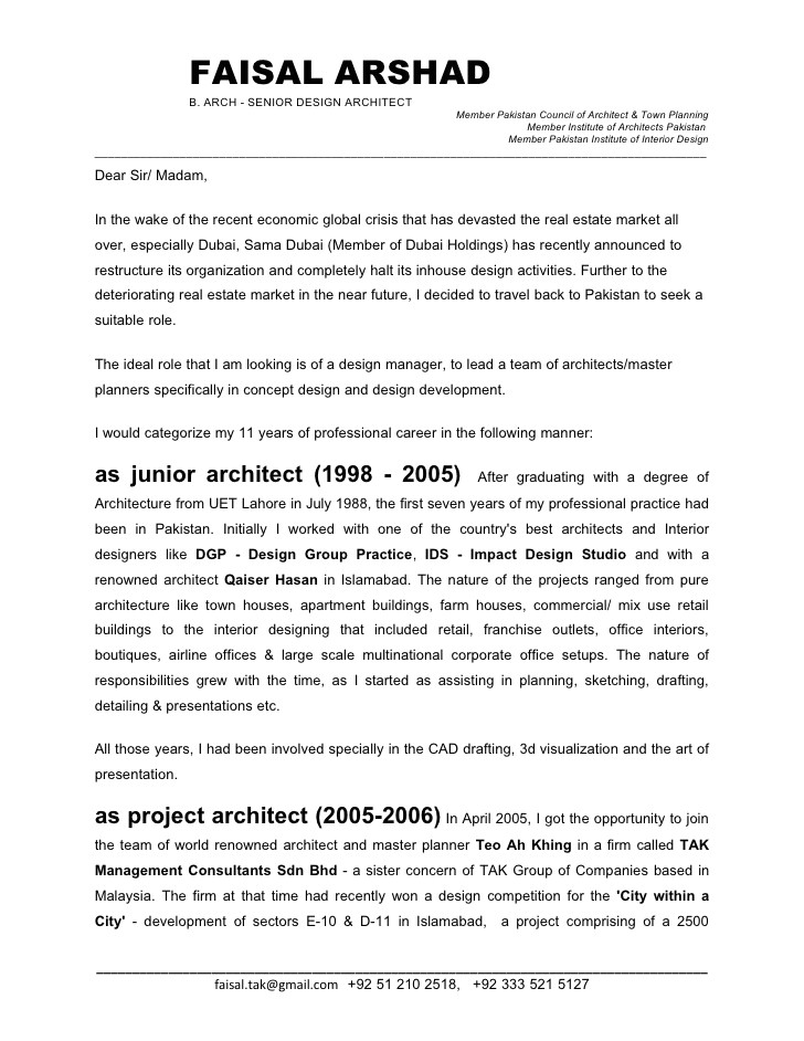 Senior Architect Cover Letter Faisal Arshad Cover Letter Jan 09fnl
