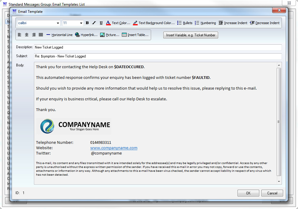 Service Desk Email Templates Help Desk software Email Integration