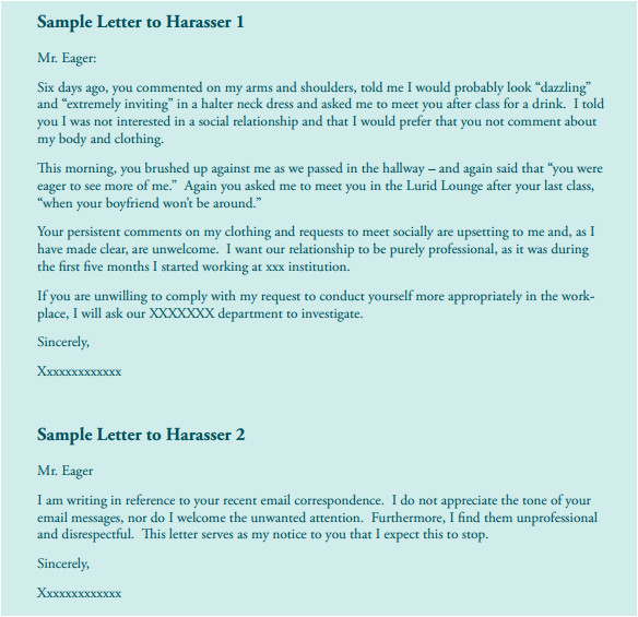 harassment letter template uk