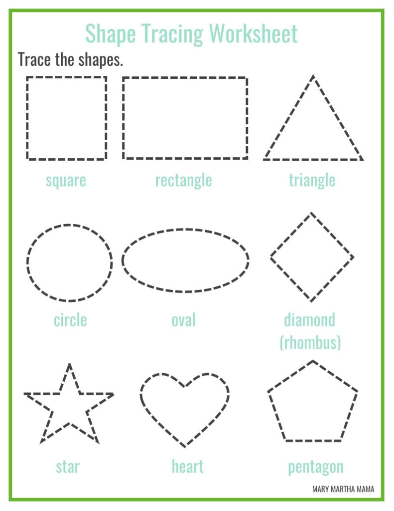 Shape Tracing Templates Preschool Printables Mary Martha Mama