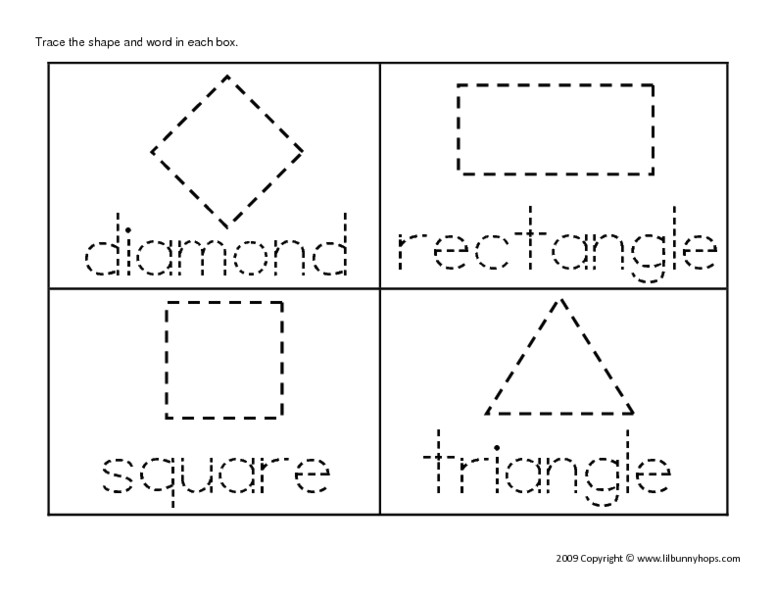 shape tracing worksheets
