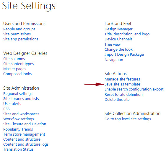 sharepoint 2013 how to save your site as a template