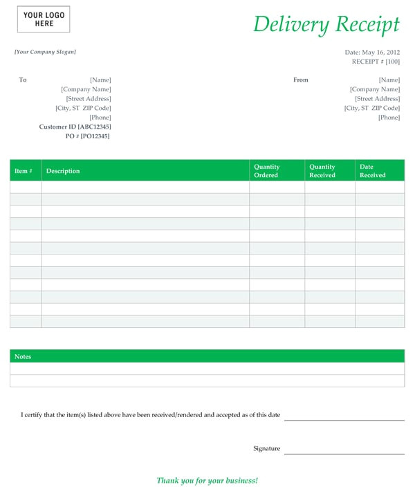 post free printable delivery receipt 254857