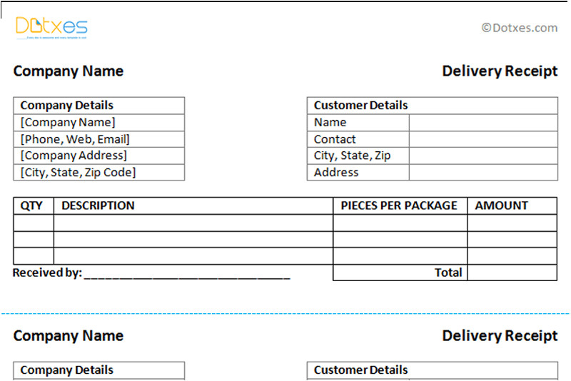 Shipping Receipt Template Delivery Receipt Template Dotxes