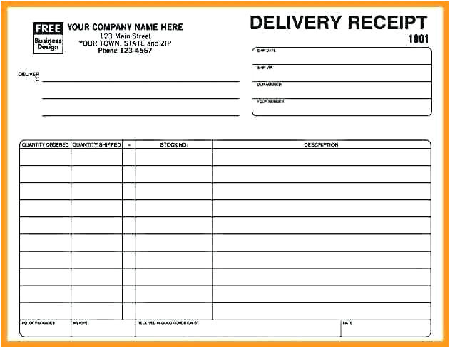 delivery receipt form template