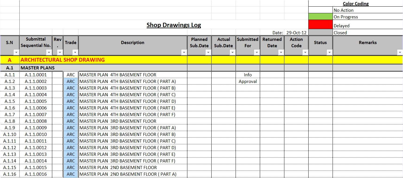Shop Drawing Log Template How to Create A Shop Drawings Submittas Log with Sample