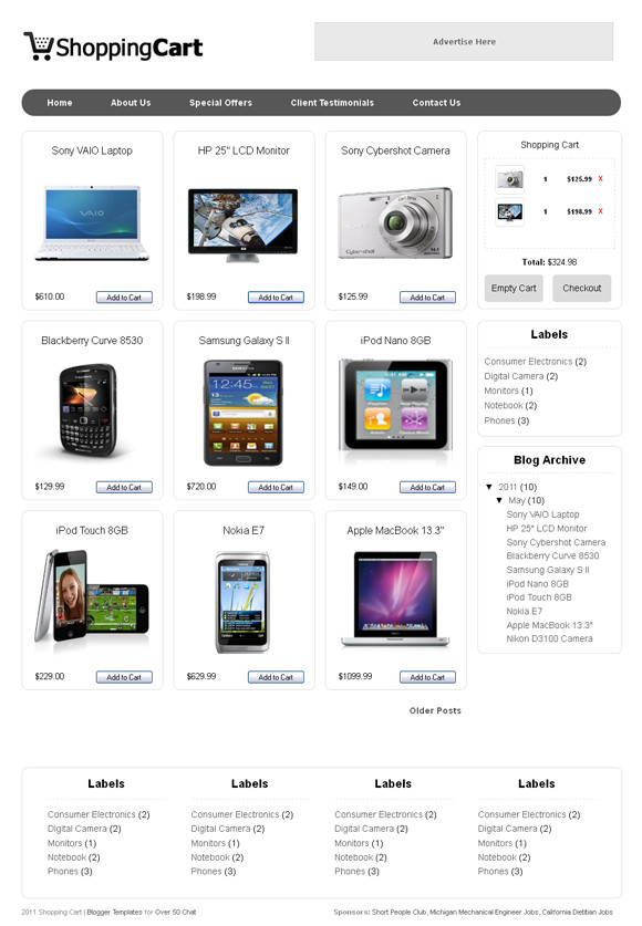 Shopping Cart Template for Blogger Shopping Cart Blogger Template