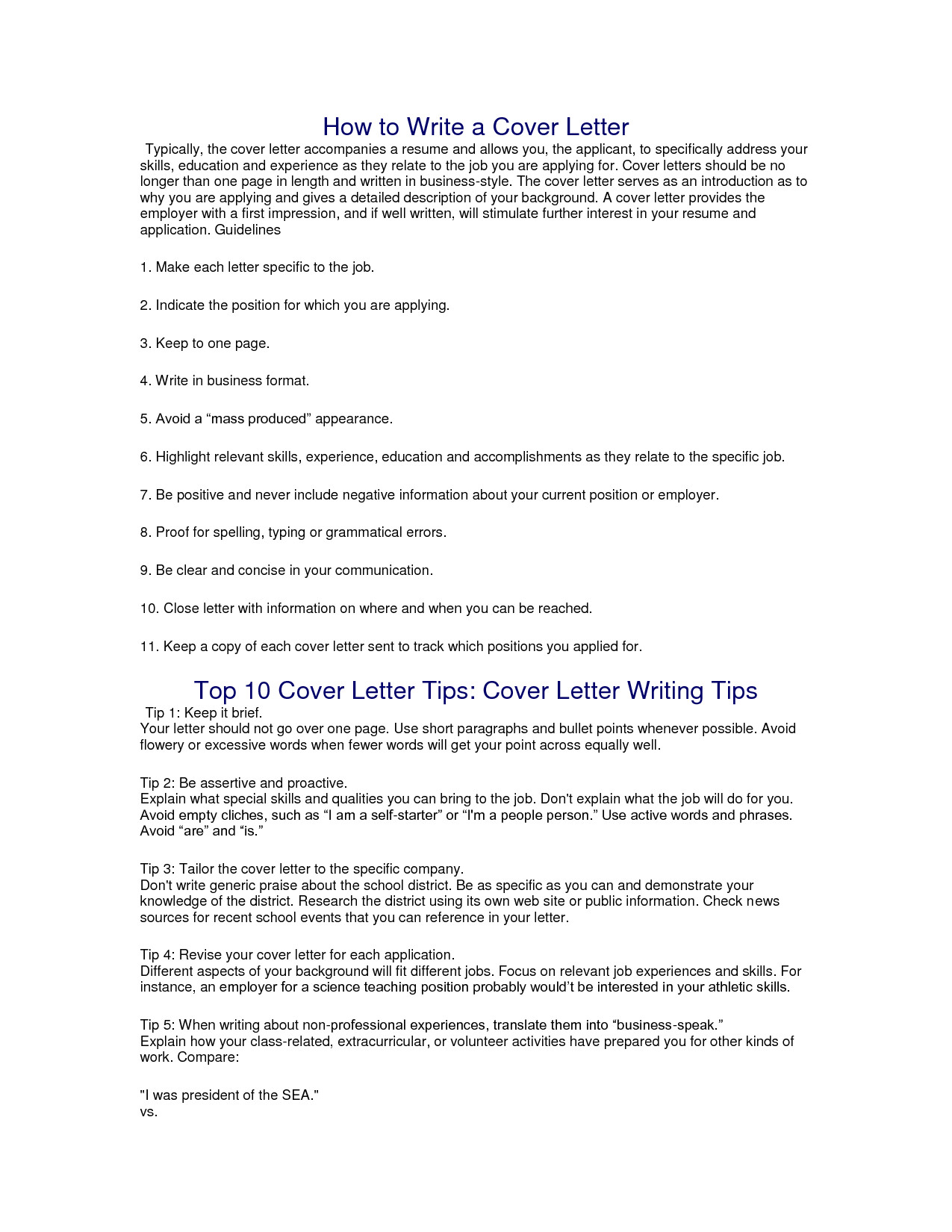 how should you write a cover letter