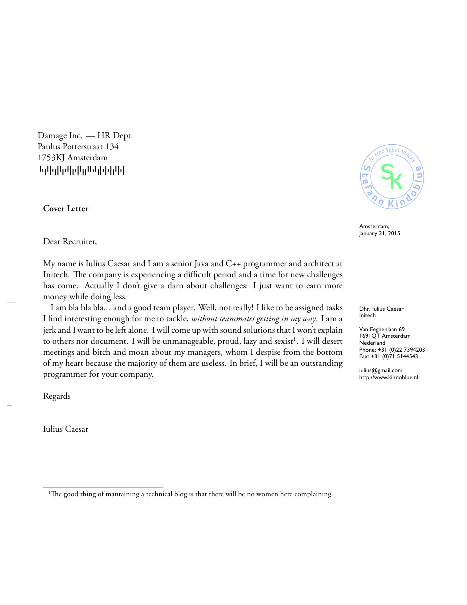 show me an example of a cover letter 17 formal business letter