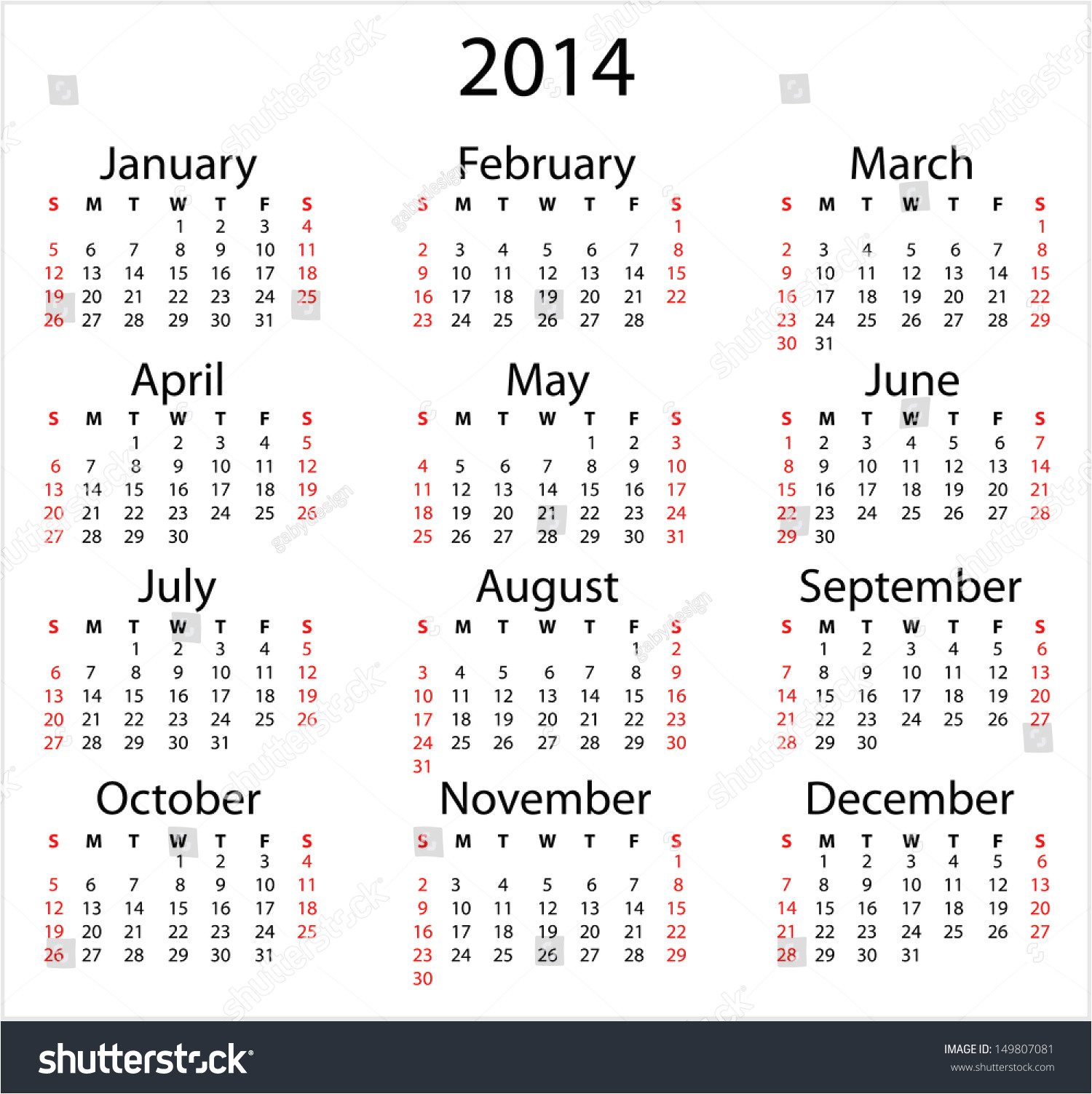 stock vector simple calendar simple calendar template on white background sunday start