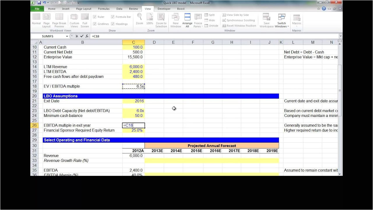 Simple Lbo Model Template Financial Modeling Quick Lesson Simple Lbo Model 1 Of 3