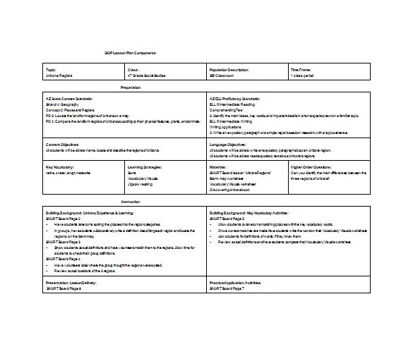 siop lesson plan template 3