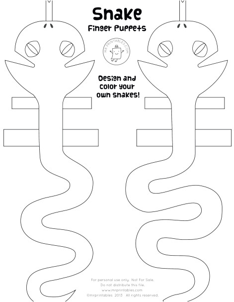 Snake Puppet Template Snake Finger Puppets Mr Printables Snake Finger Puppets Mr