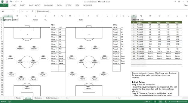 soccer roster free excel template