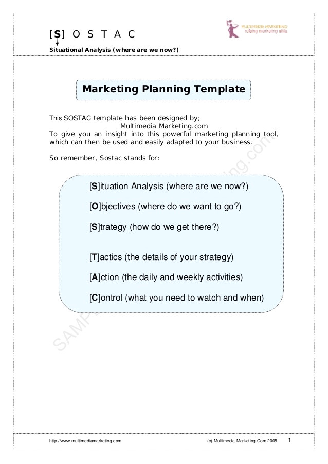 marketing planning template sostac sample
