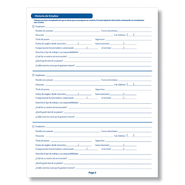 Spanish Job Application Template Generic Job Application Spanish Employment Application