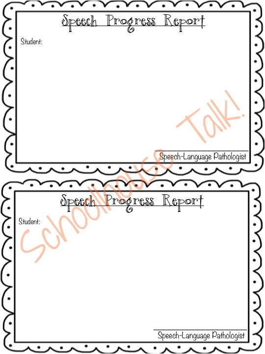 Speech therapy Progress Report Template 1 Speech therapy Progress Report Template Schoolhouse Talk Free Speech therapy Progress Report