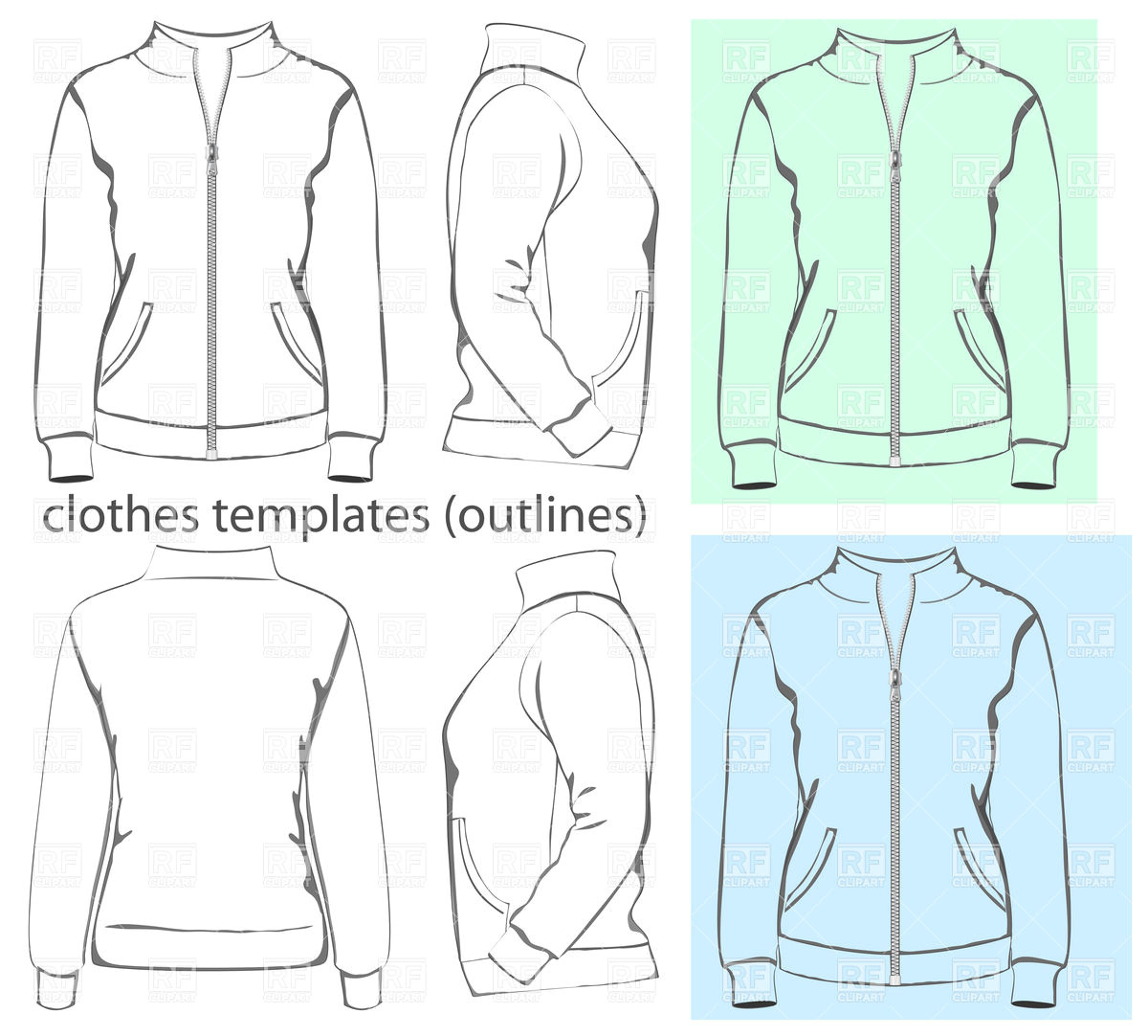 womens sports jacket with zipper and pockets 5308 vector clipart