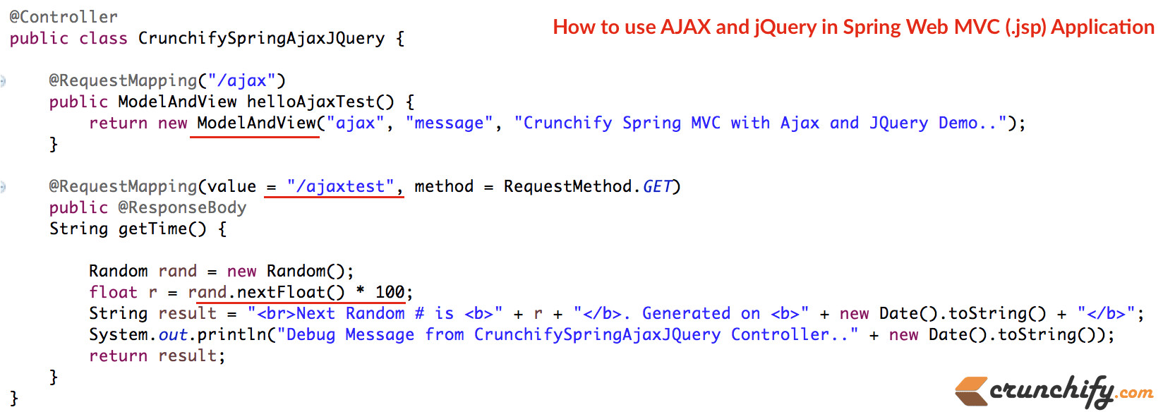 how to use ajax jquery in spring web mvc jsp example