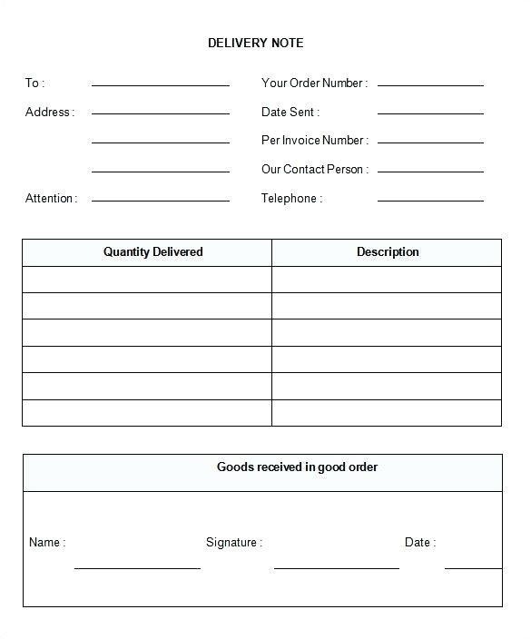 Standard Shipping Note Template Delivery Template Standard Shipping Note Template Delivery
