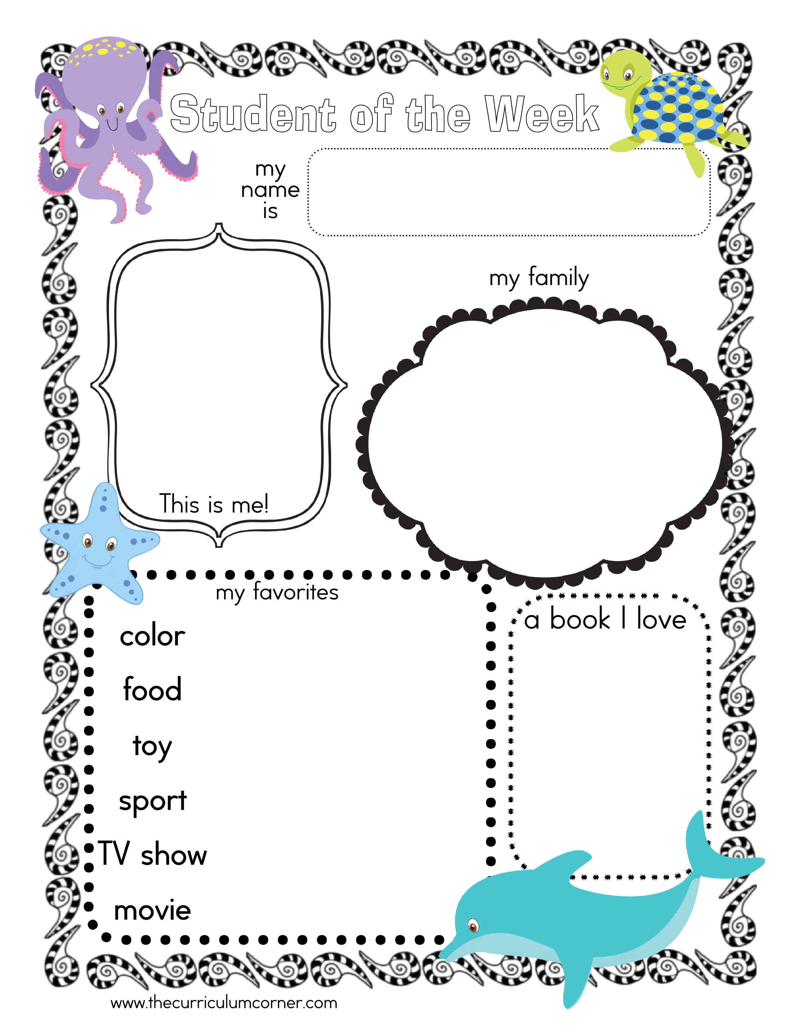 star of the week poster template ocean themed student of the star of the week template