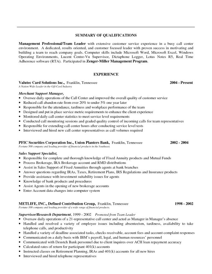 Summary Of Qualifications Sample Resume for Customer Service Resume Summary Of Qualifications Resume Badak
