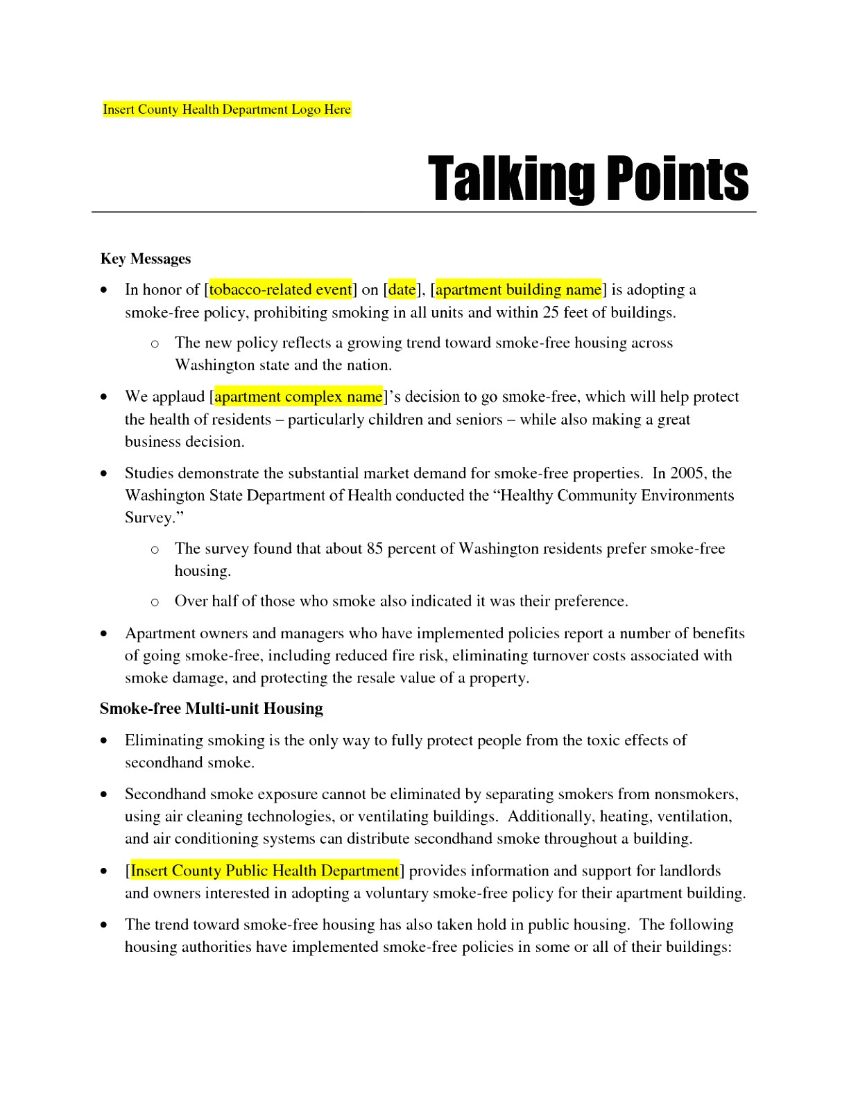 Talking Points Template Word 7 Talking Points Template Word Uetre Templatesz234
