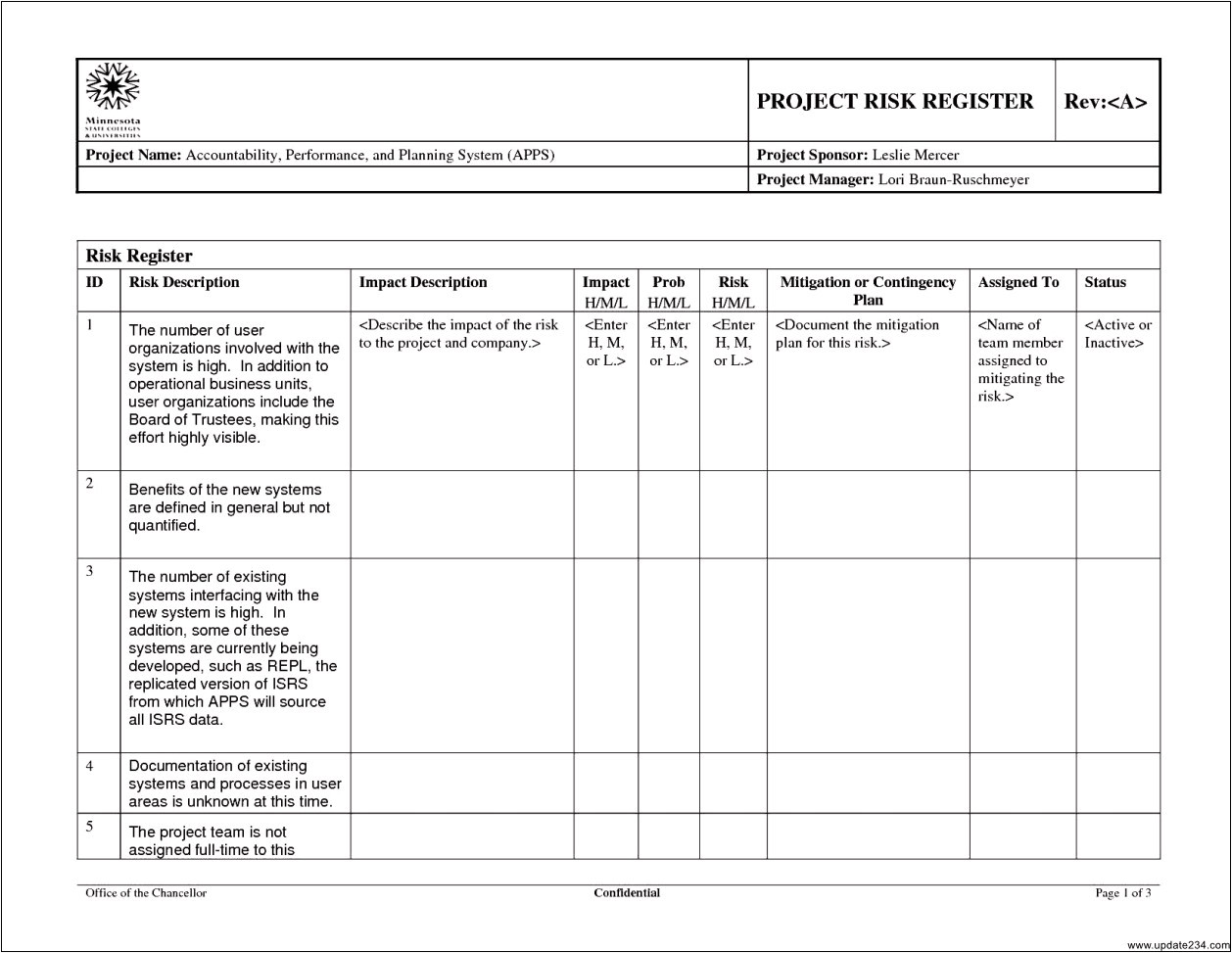 project risk assessment template example