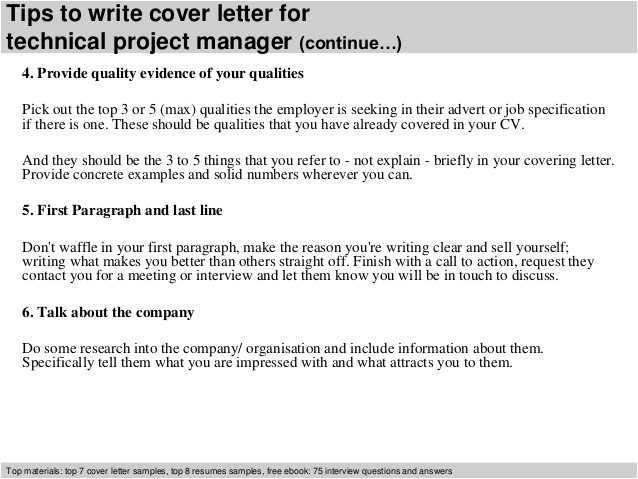 technical project manager cover letter