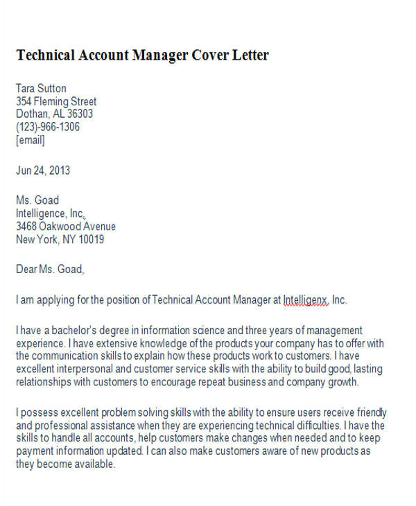 account manager cover letter