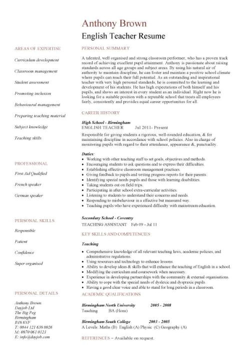 tefl resume sample