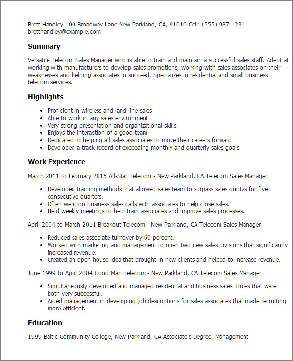 Telecom Sales Executive Resume Sample Professional Telecom Sales Manager Templates to Showcase