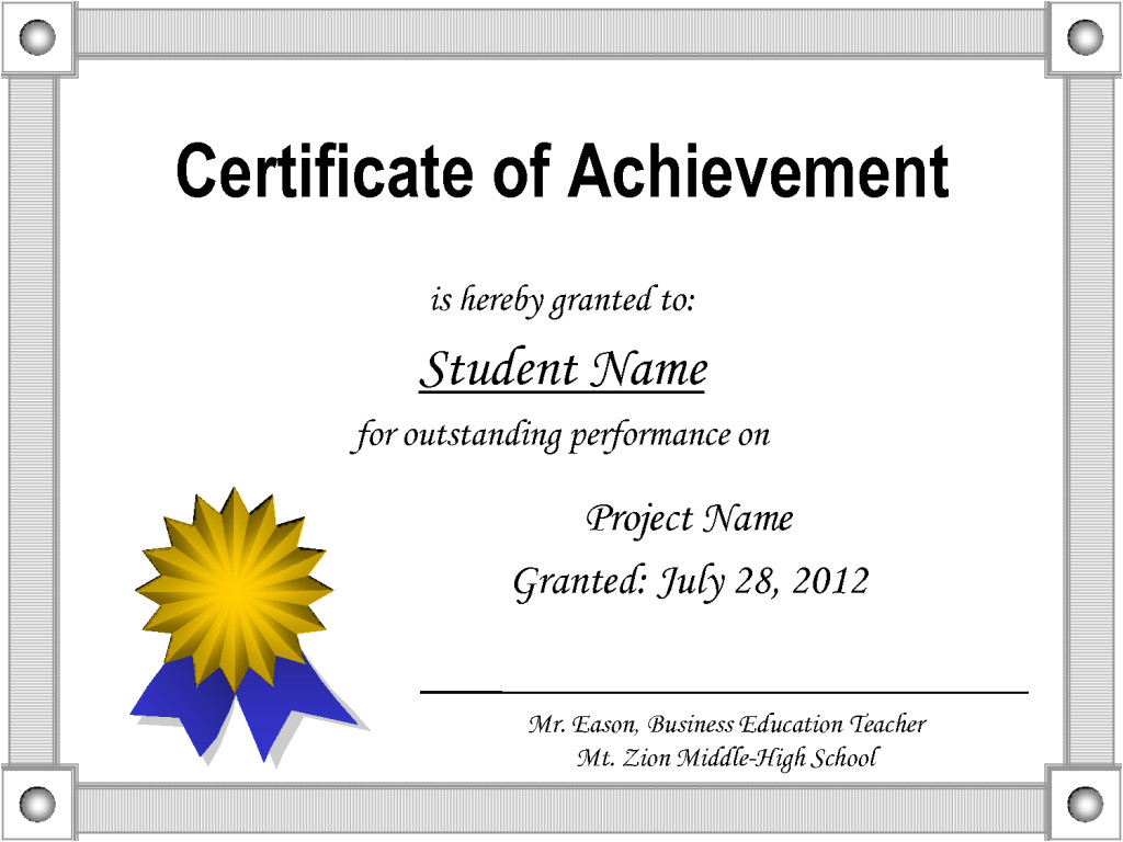 Template for A Certificate Of Achievement Printable Certificate Of Achievement Certificate Templates