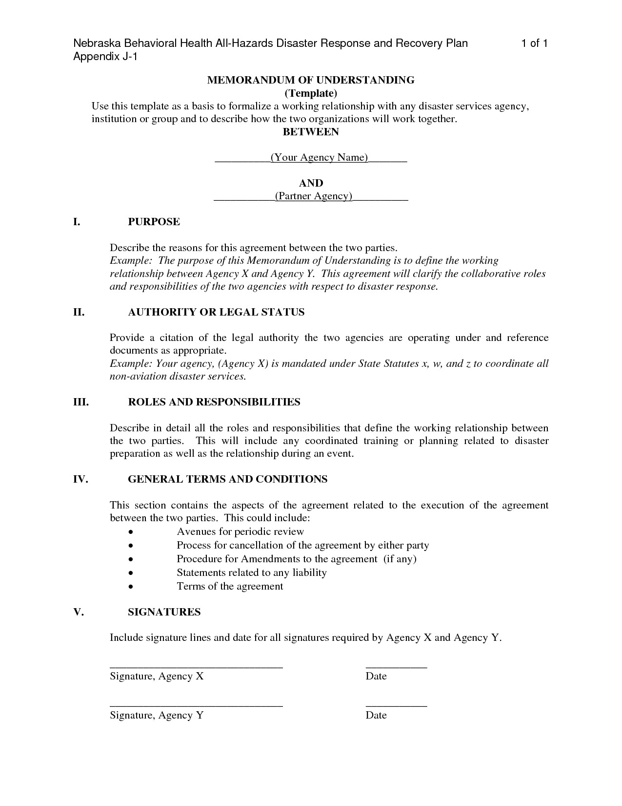 Template for A Memorandum Of Understanding Memorandum Of Understanding Template Tryprodermagenix org