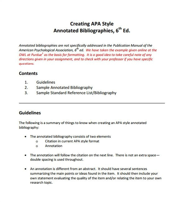 apa annotated bibliography template