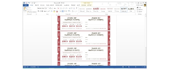 template for making tickets
