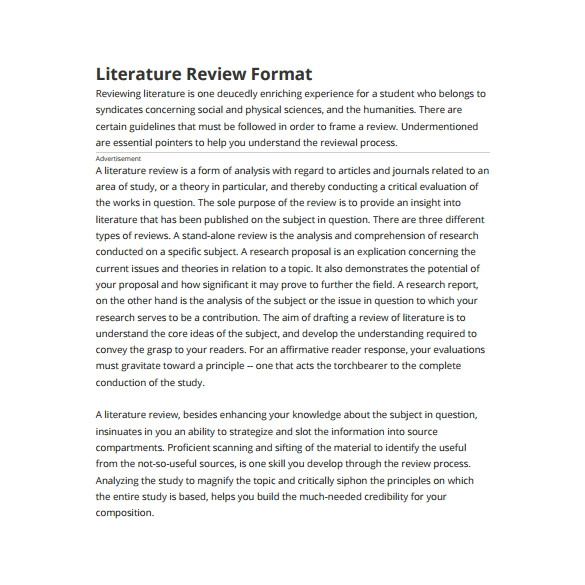 literature review outline template
