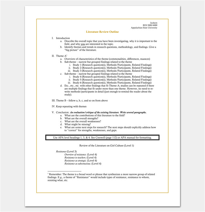 literature review outline template
