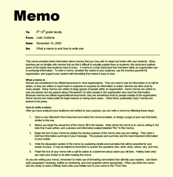 free memo template word doc