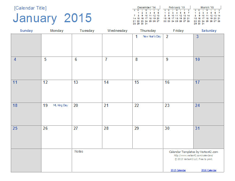 2015 calendar by month
